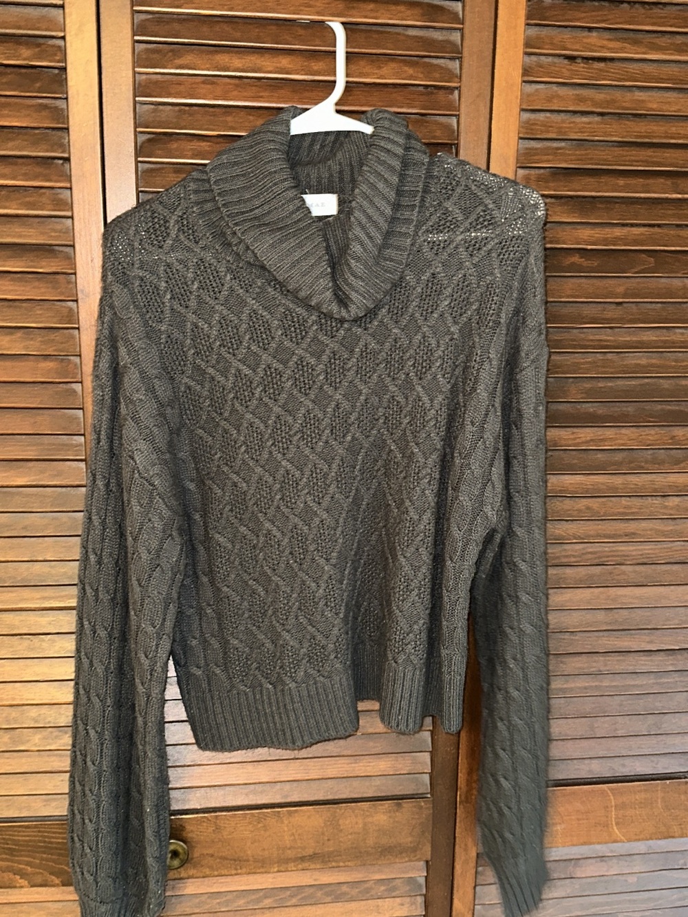 Cozy Green Cable-Knit Cowl Neck Sweater